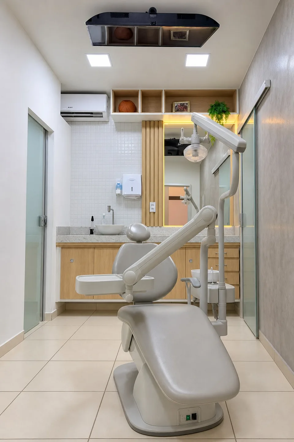 Sala de atendimento da IODONTO com cadeira odontológica e equipamentos clínicos